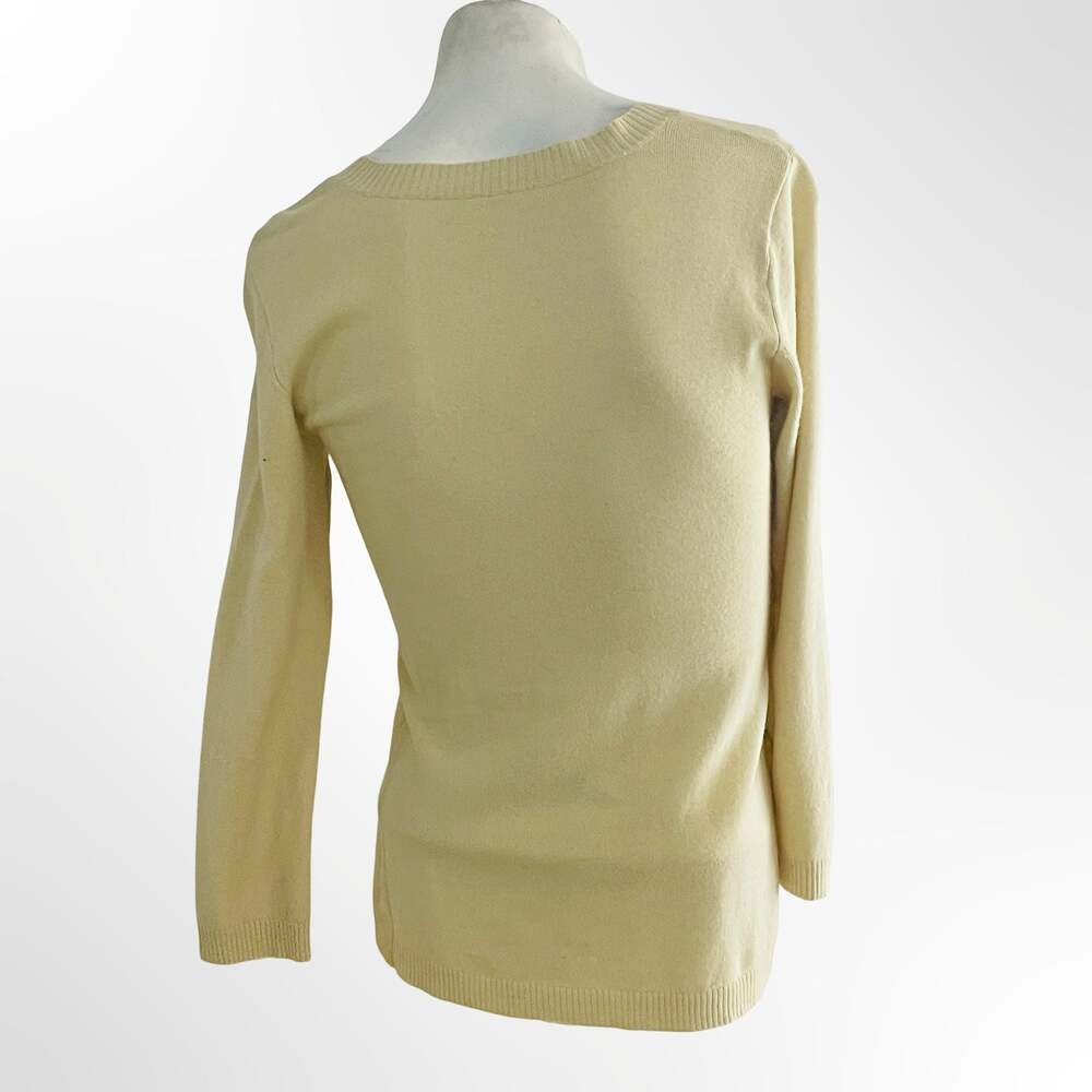 Yellow Long Sleeve Crewneck Sweater with Blue Sunflower Graphic XS - Picture 4 of 6